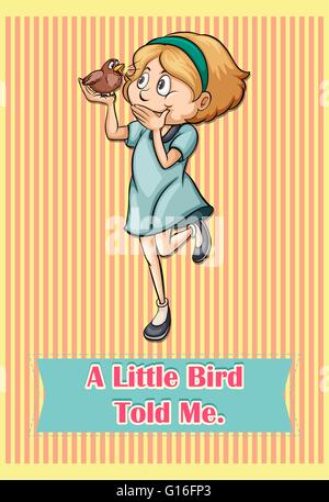 Idiom little bird told me illustration Stock Vector