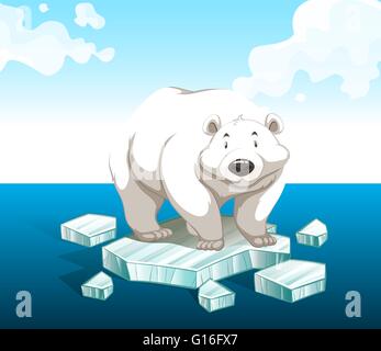 Polar bear standing on iceberg illustration Stock Vector