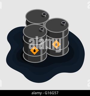 Oil fuel barrels isometric Icon Stock Vector