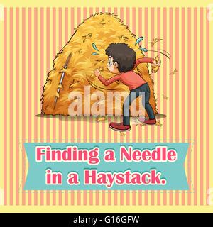Finding a needle in a haystack illustration Stock Vector Art ...
