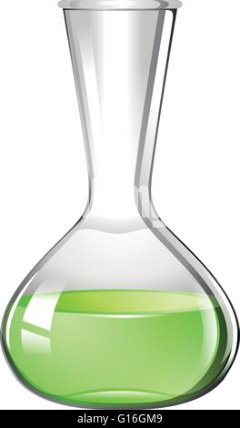 Green liquid in glass beaker illustration Stock Vector