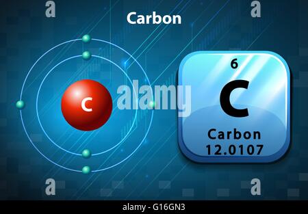Symbol and electron diagram Carbon illustration Stock Vector
