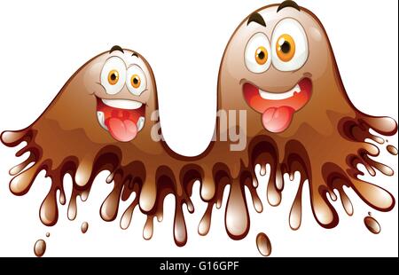 Brown splash with happy face illustration Stock Vector