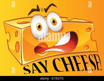 Say cheese expression on yellow illustration Stock Vector