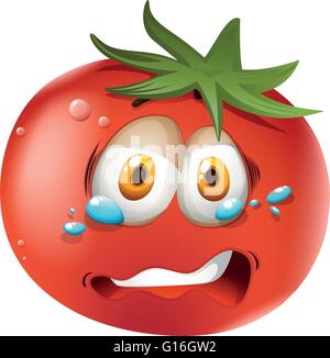 Crying face on tomato illustration Stock Vector