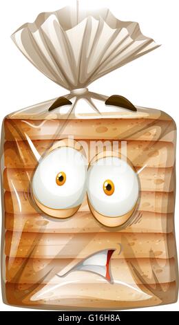 Bread package with scared face illustration Stock Vector