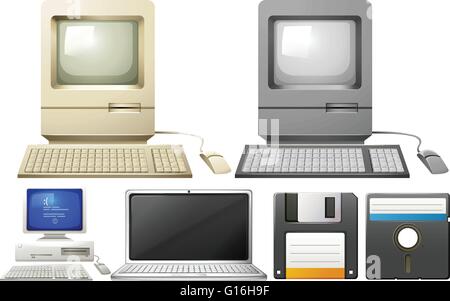 Personal computer with monitors and keyboards illustration Stock Vector