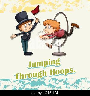 Idiom saying jumping through hoops Stock Vector