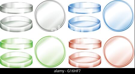Petri dishes in different colors illustration Stock Vector