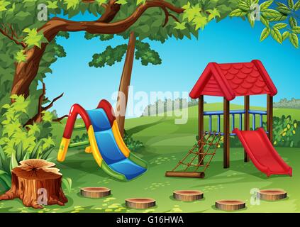 Playground in the park illustration Stock Vector