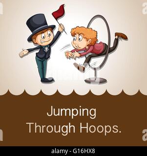 Idiom jumping through hoops illustration Stock Vector