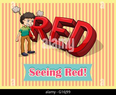 English idiom seeing red illustration Stock Vector