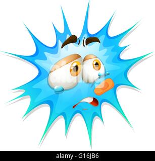 Crying face on blue splash illustration Stock Vector