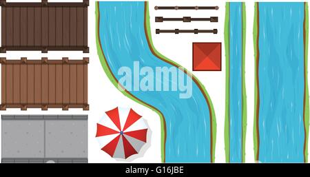 Top view of bridges and rivers Stock Vector