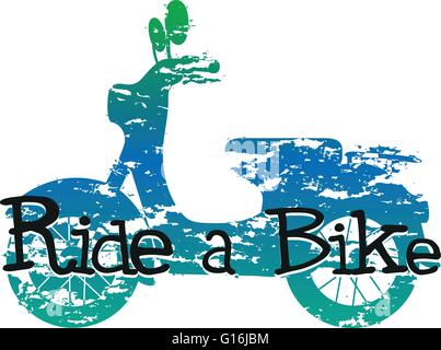 Ride a bike sign with motorcycle background Stock Vector