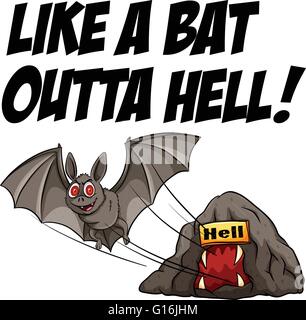 English idiom saying like a bat outta hell Stock Vector
