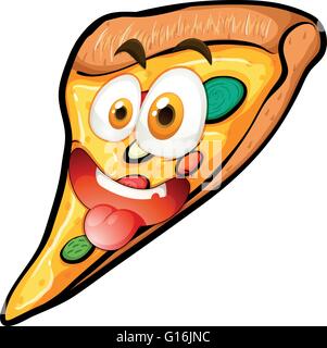 Pizza with face on white illustration Stock Vector