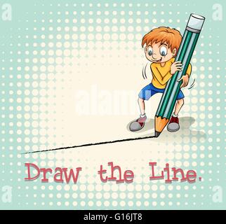 Boy drawing a line illustration Stock Vector