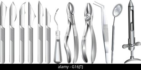 Surgery equipment on white illustration Stock Vector