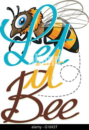 Cute little bee flying illustration Stock Vector