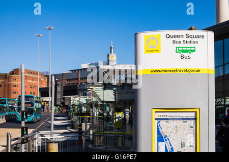 Queen Square Bus Station, Liverpool, Meraeyside, England, U.K. Stock Photo