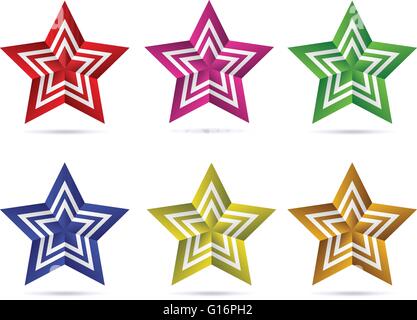 3D Style Star Shape Design Illustration Stock Vector