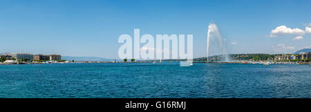 Geneva, le Jet d'Eau fountain, Lake Geneva, Geneva, Switzerland Stock Photo