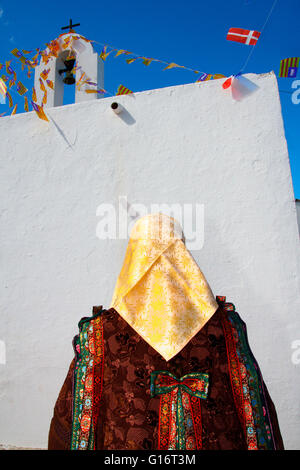 A typical woman in Festes del Pilar, a traditional celebration. Formentera (Balearic Islands). Stock Photo