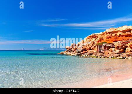 The pier of Cala Saona. Formentera (Balearic Islands). Stock Photo