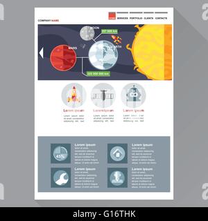 Space and cosmic exploration company web site theme layout. Digital background vector illustration. Stock Vector