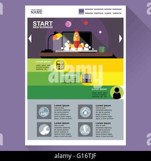 Start new business web site theme layout. Digital background vector illustration. Stock Vector