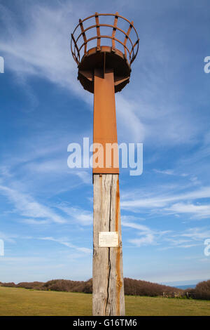 The VE Day fire beacon in Hastings Country Park Nature Reserve in Sussex. Stock Photo