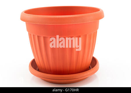 Plastic flowerpot on a white background. Stock Photo