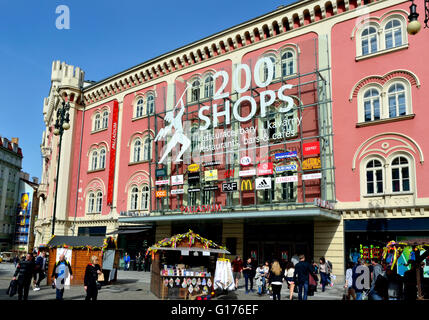 Prague, Czech Republic. Palladium shopping centre on Namesti republiki / Republic Square Stock Photo