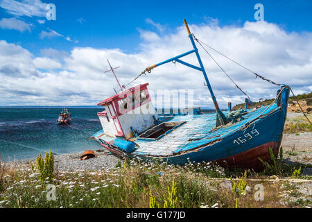 fishing boat, Strait of Magellan, chile, south america Stock Photo