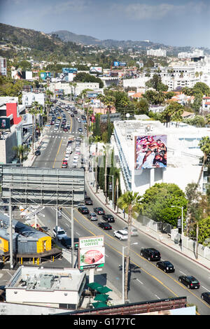 Looking down on Sunset Boulevard in West Hollywood, California Stock Photo