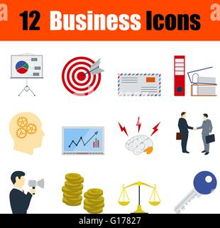 Flat design business icon set in ui colors. Vector illustration. Stock Vector