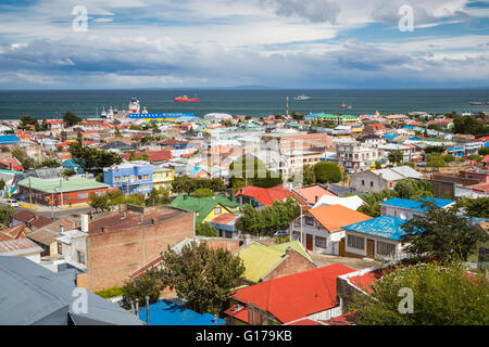 Cerro de la Cruz viewpoint above Punta Arenas, Chile, South Smerica. Stock Photo