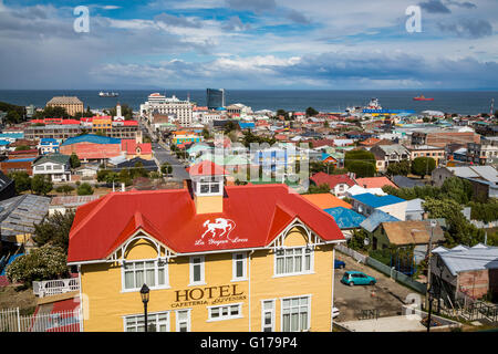 Cerro de la Cruz viewpoint above Punta Arenas, Chile, South Smerica. Stock Photo