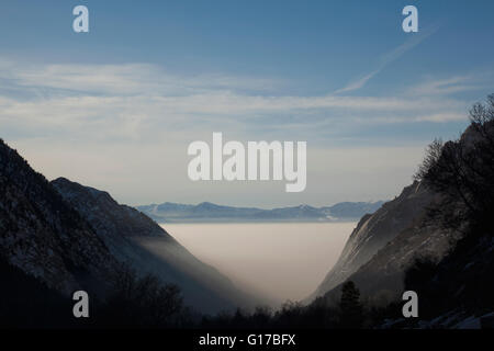 Looking down from Little Cottonwood Canyon into Salt Lake City, Utah, USA Stock Photo