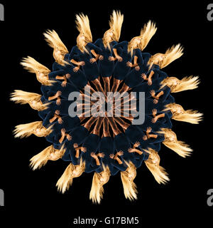 Mandala pattern created by multiple image of teenage girl with long blonde hair Stock Photo