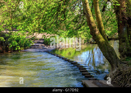 Stepping stones over the river Mole near Dorking Surrey Stock Photo