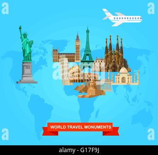 High quality, detailed World landmarks Stock Vector