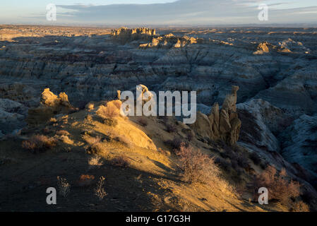 Eroded badlands, Angel Peak Nat. Recreation Area, New Mexico. Stock Photo