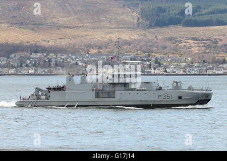 KNM Otra (M351), an Alta-class minesweeper of the Royal Norwegian Navy, departs for the start of Exercise Joint Warrior 16-1. Stock Photo