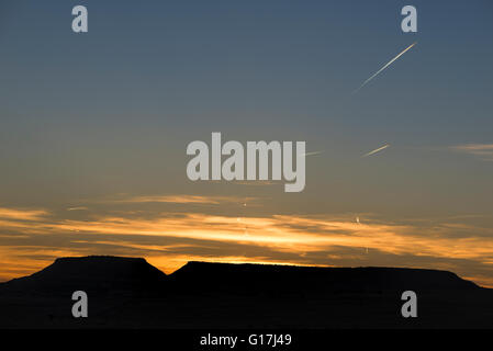 Multiple jets in the sky over McKinley County, New Mexico. Stock Photo