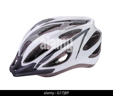 Bicycle Helmet in Black and  White colors  Isolated On a White Background Stock Photo
