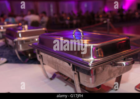 Inox chafing ready for banquet in luxury hotel Stock Photo