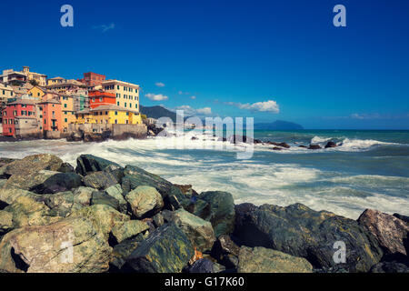 View of a ancient fishing village Boccadesse in Italy near Genoa Stock Photo