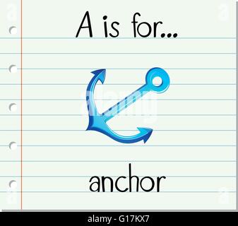 Flashcard letter A is for anchor illustration Stock Vector